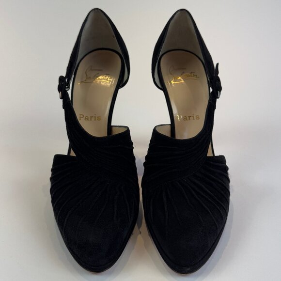 Louboutin Black Suede Drapiday 120 D'Orsay Pumps, Size 40 EU - Picture 3 of 16